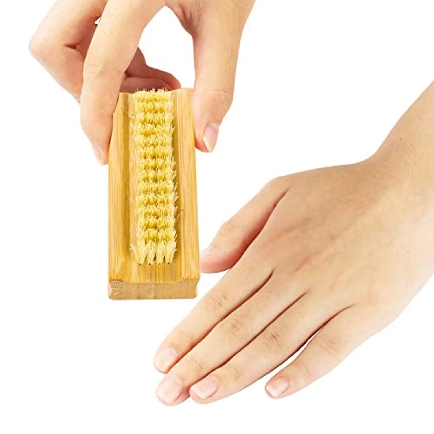 GREENTH PRO Bamboo Nail Brush，2PCS Two-side Firm Nature Wooden Sisal Scrub Brush for Toes and Nails,Cleaning Nail Brush