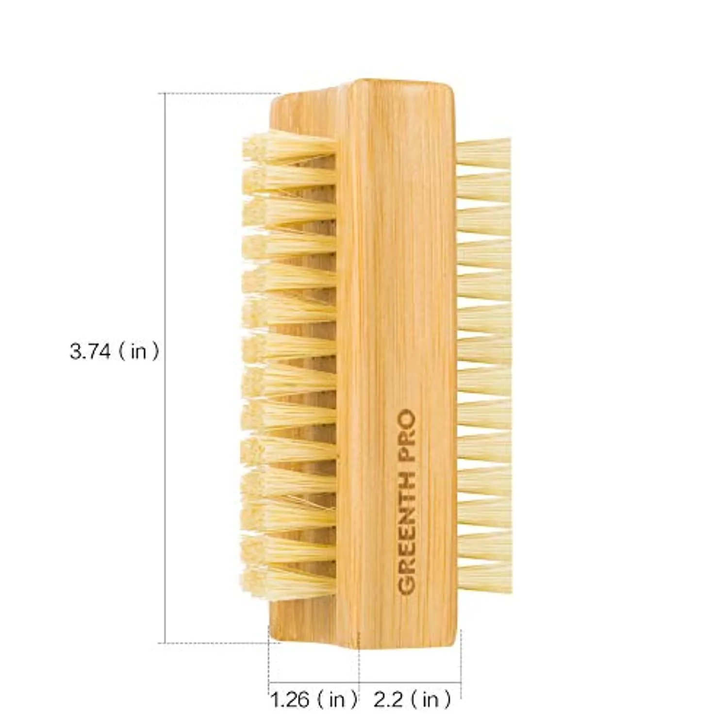 GREENTH PRO Bamboo Nail Brush，2PCS Two-side Firm Nature Wooden Sisal Scrub Brush for Toes and Nails,Cleaning Nail Brush