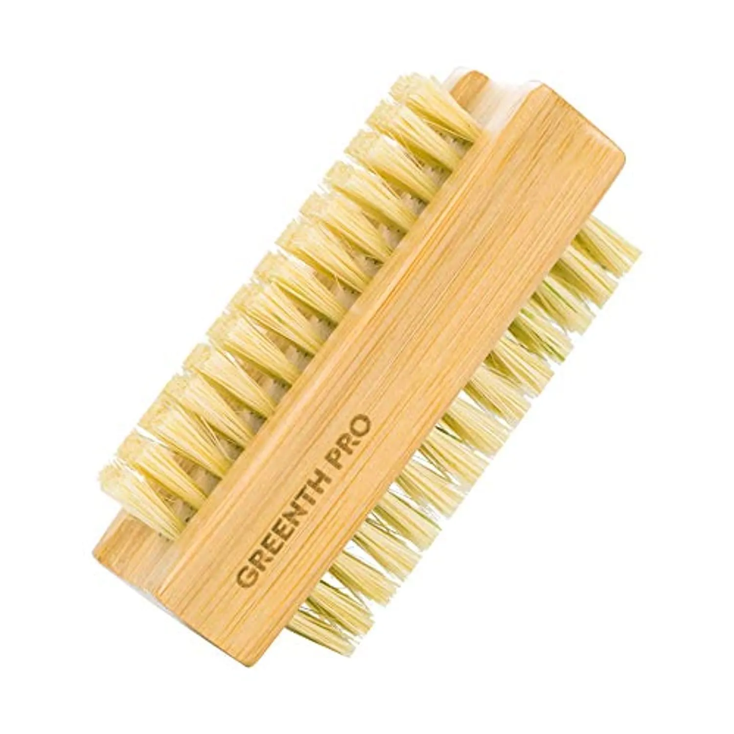 GREENTH PRO Bamboo Nail Brush，2PCS Two-side Firm Nature Wooden Sisal Scrub Brush for Toes and Nails,Cleaning Nail Brush