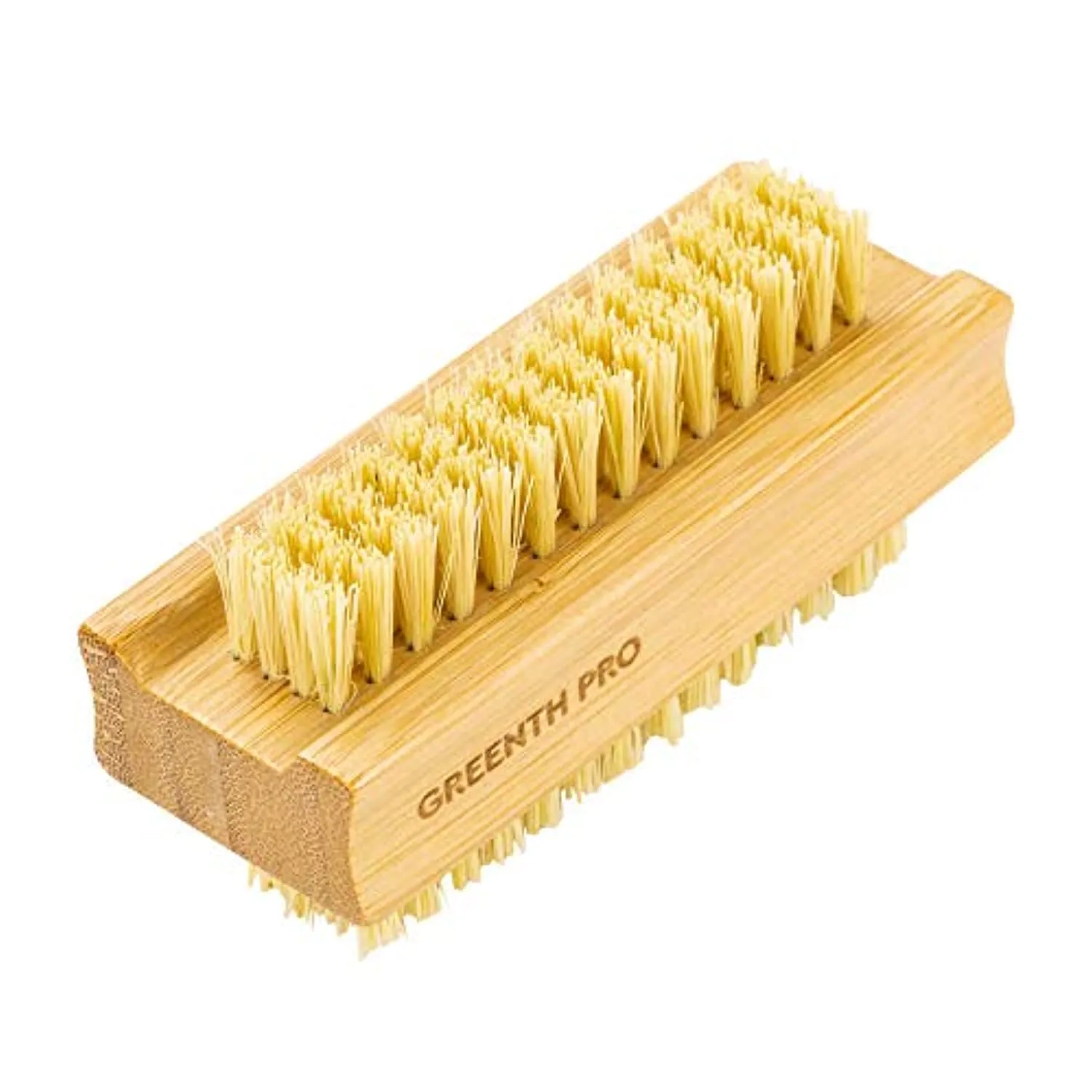 GREENTH PRO Bamboo Nail Brush，2PCS Two-side Firm Nature Wooden Sisal Scrub Brush for Toes and Nails,Cleaning Nail Brush