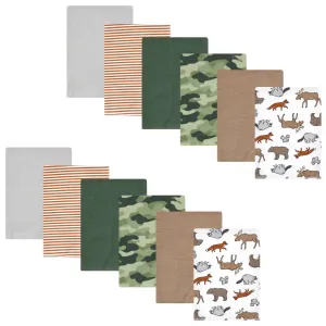 Hudson Baby Cotton Flannel Burp Cloths Bundle, Animal Adventure
