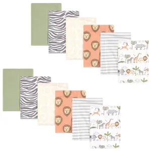 Hudson Baby Cotton Flannel Burp Cloths Bundle, Safari
