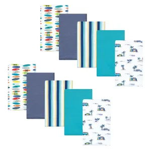 Hudson Baby Cotton Flannel Burp Cloths, Surfer Dude