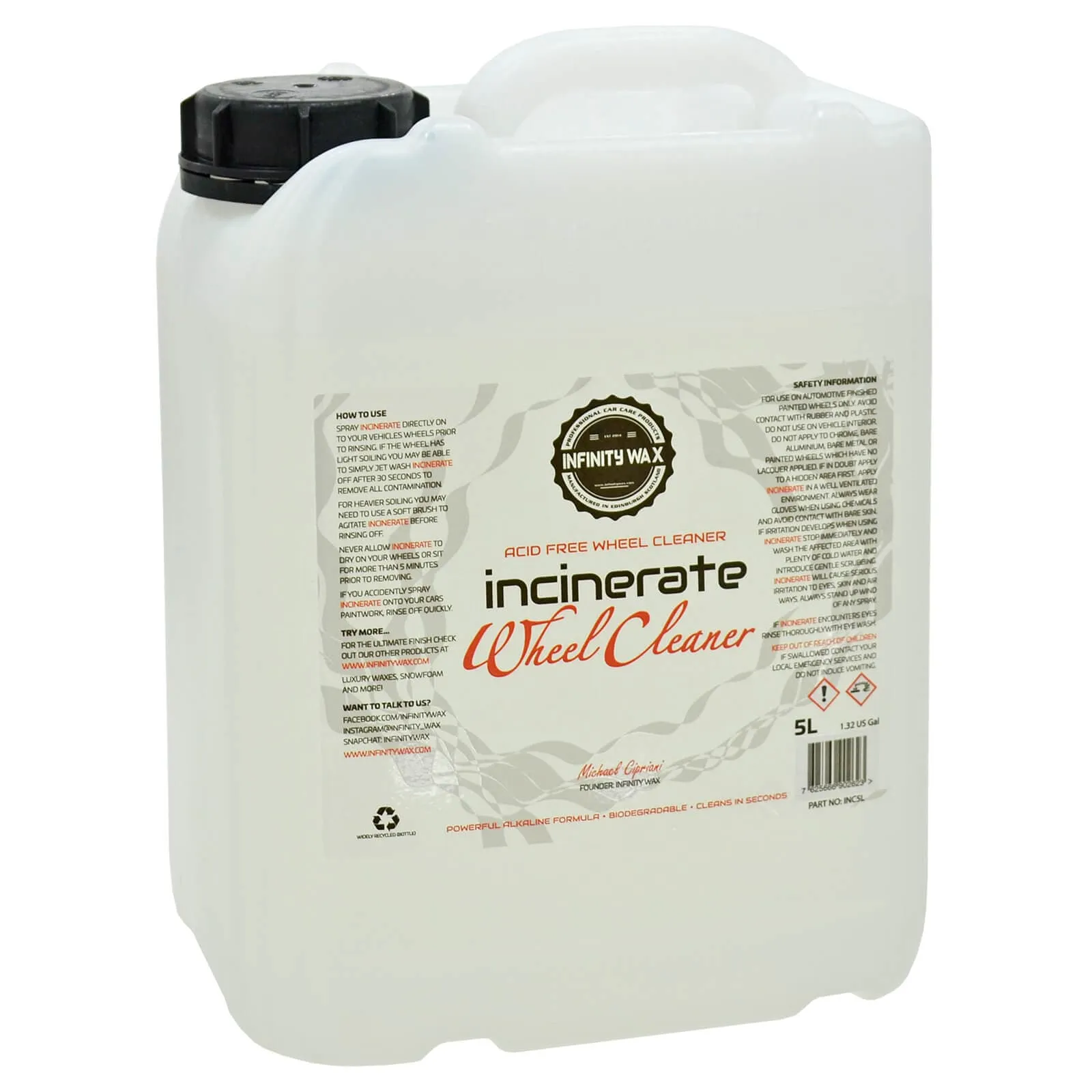 Incinerate Wheel Cleaner Powerful Acid Free Car Care 500ml
