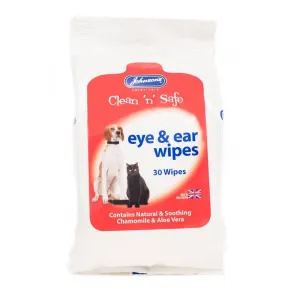 Johnsons Veterinary Pets Clean'n'Safe Eye & Ear Wipes for Animals - 30Pk
