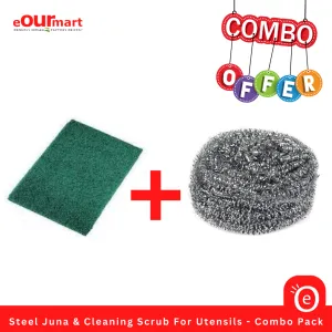 Juna And Scrubber Combo | Juna Scrubber Pocha Combo Pack | Steel Juna & Cleaning Scrubber Pad For Utensils - Combo Pack
