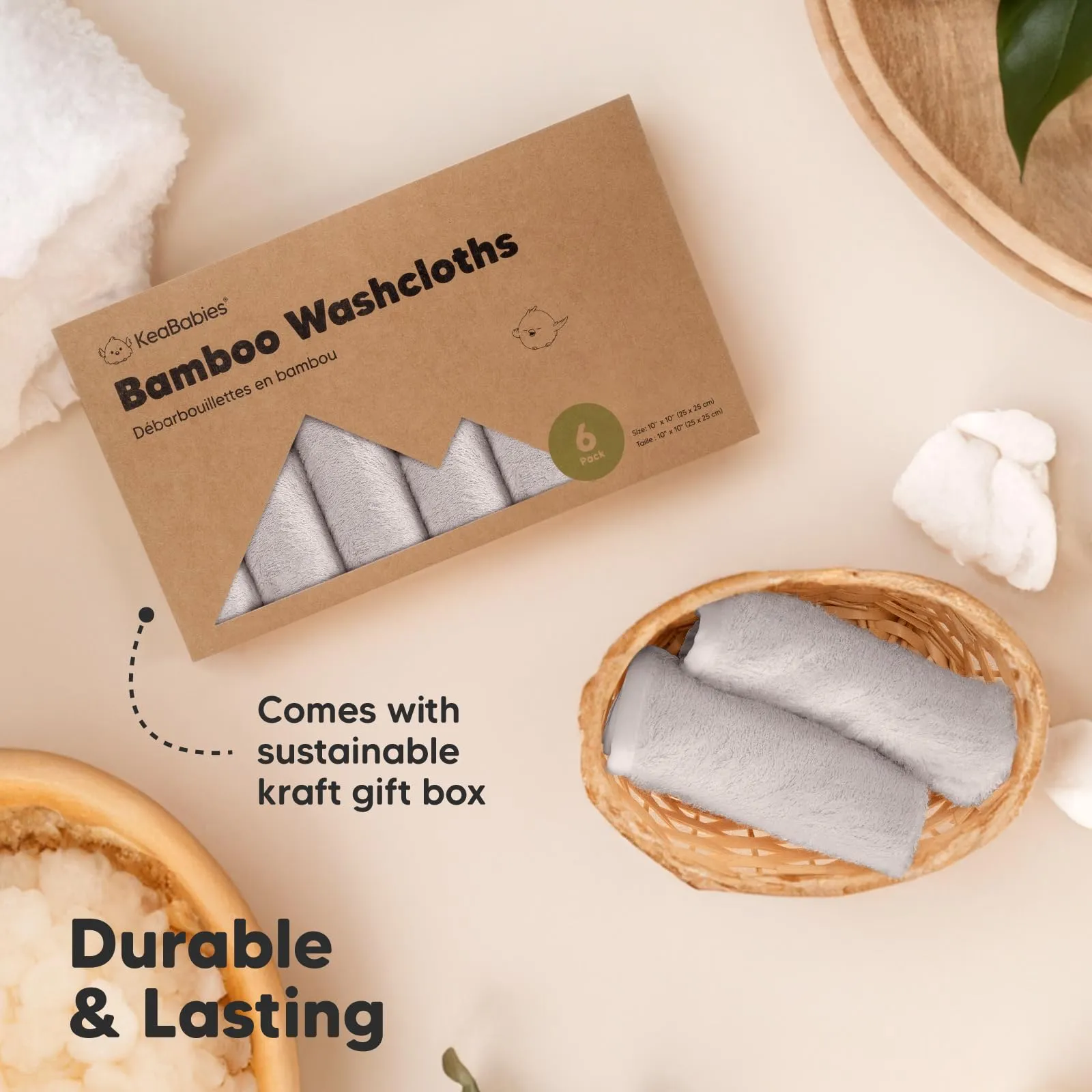 KeaBabies: Baby Washcloths, Soft Viscose, Bamboo Deluxe