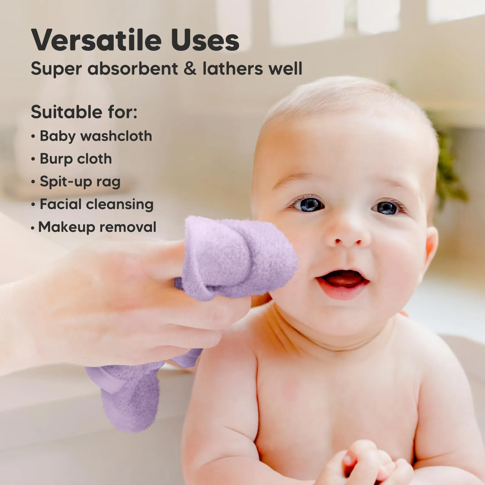 KeaBabies: Baby Washcloths, Soft Viscose, Bamboo Deluxe