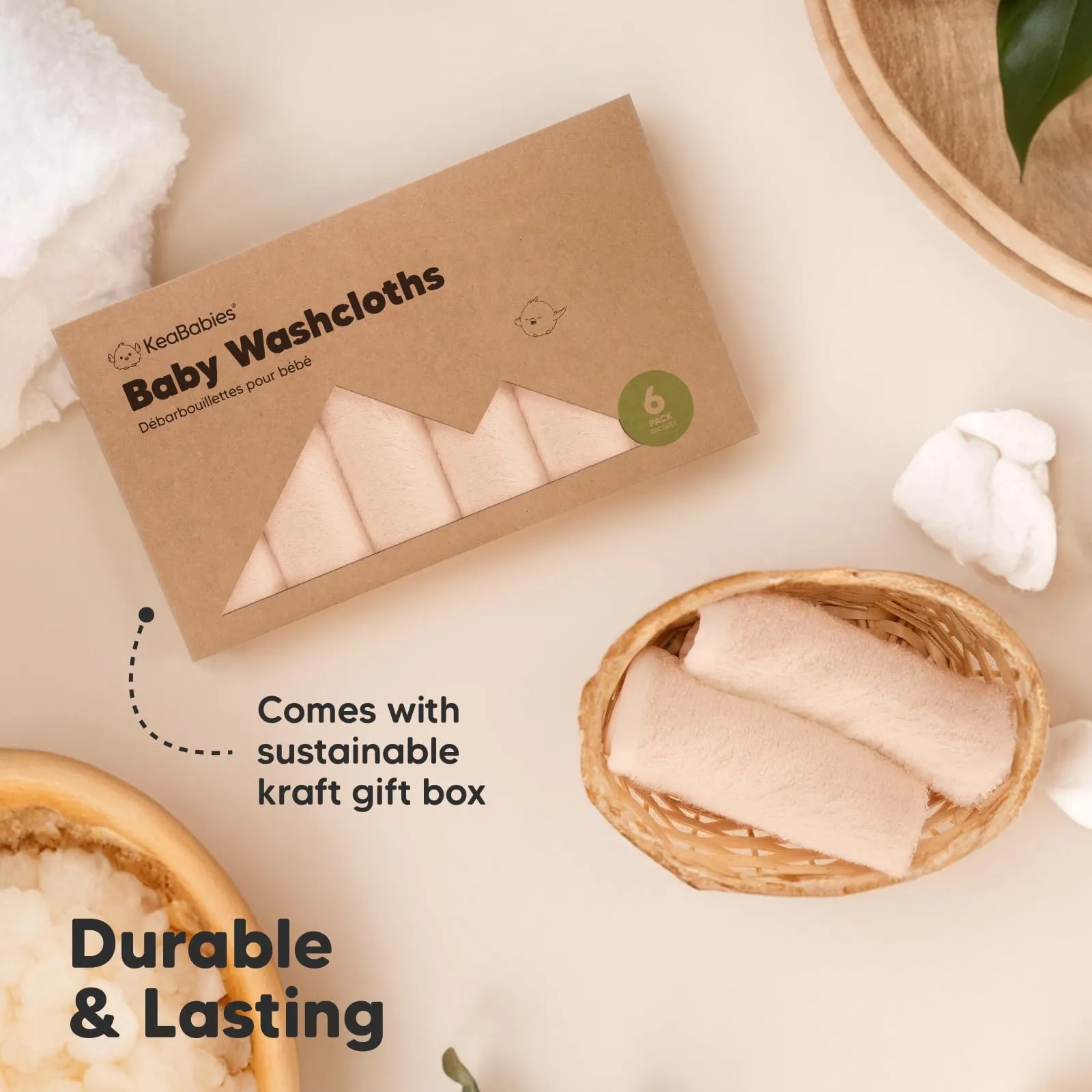 KeaBabies: Baby Washcloths, Soft Viscose, Bamboo Deluxe
