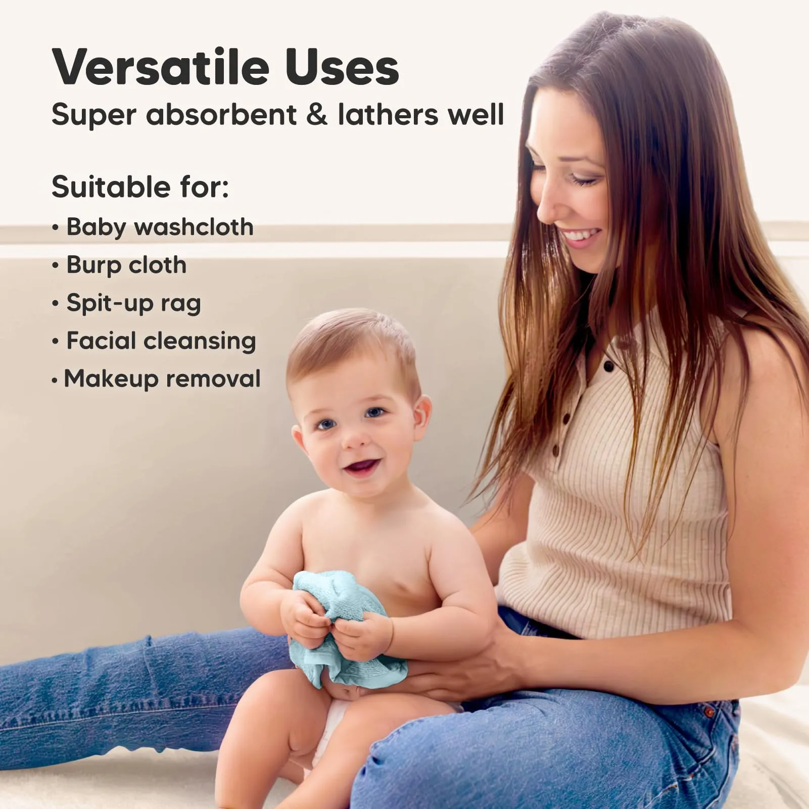 KeaBabies: Baby Washcloths, Soft Viscose, Bamboo Deluxe