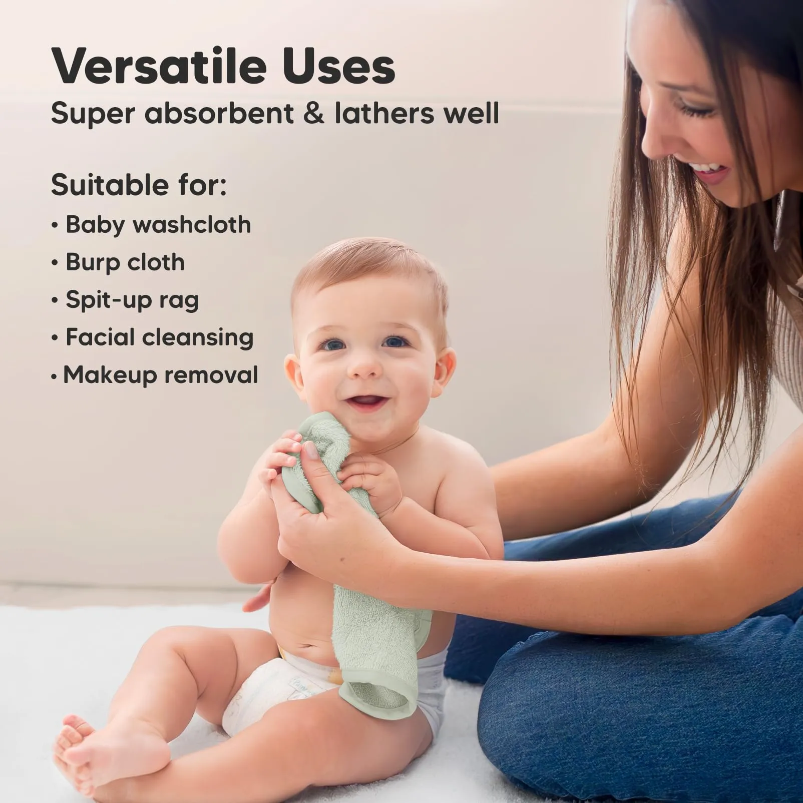 KeaBabies: Baby Washcloths, Soft Viscose, Bamboo Deluxe