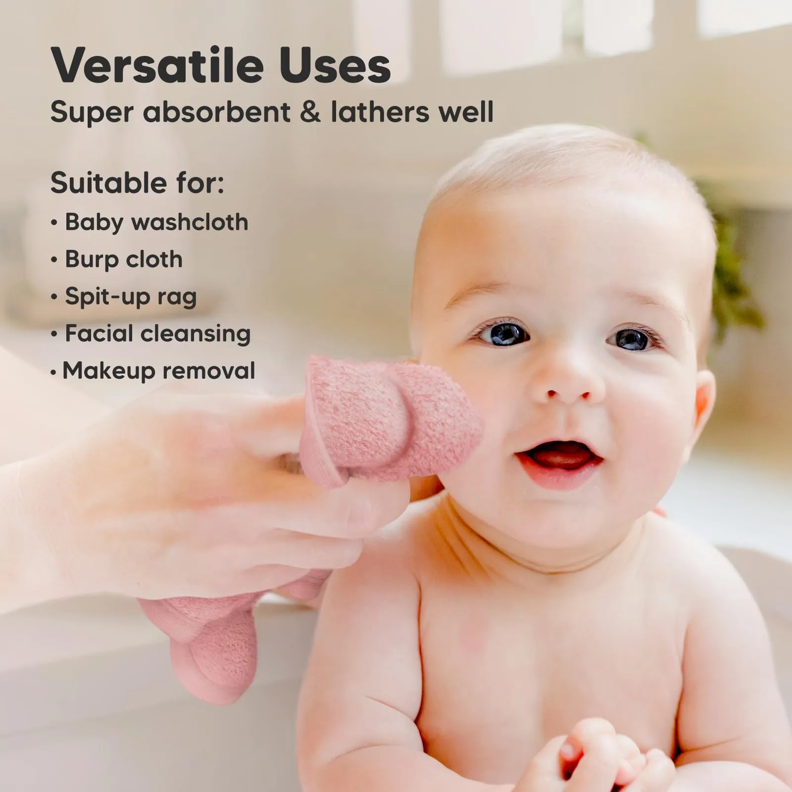 KeaBabies: Baby Washcloths, Soft Viscose, Bamboo Deluxe