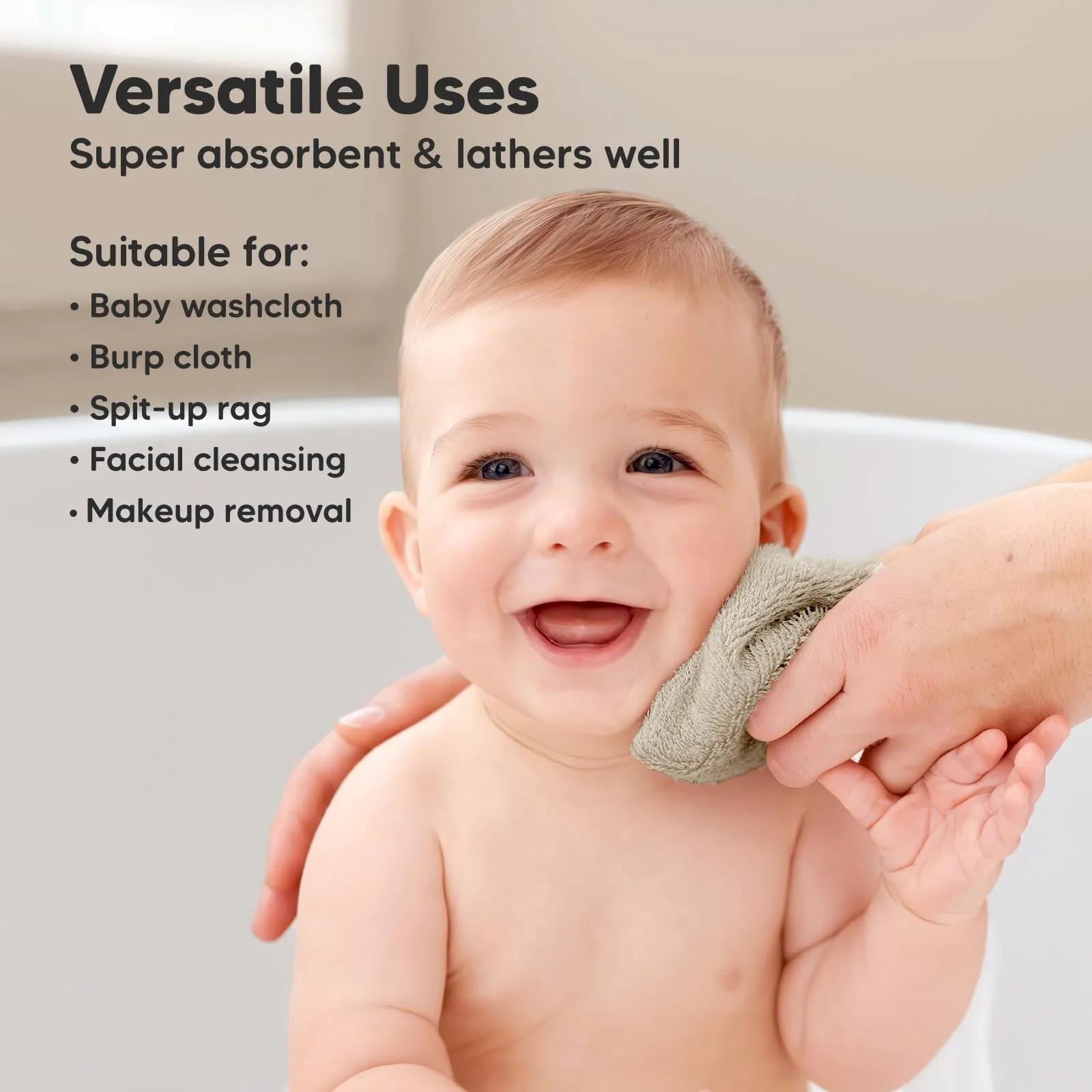 KeaBabies: Baby Washcloths, Soft Viscose, Bamboo Deluxe