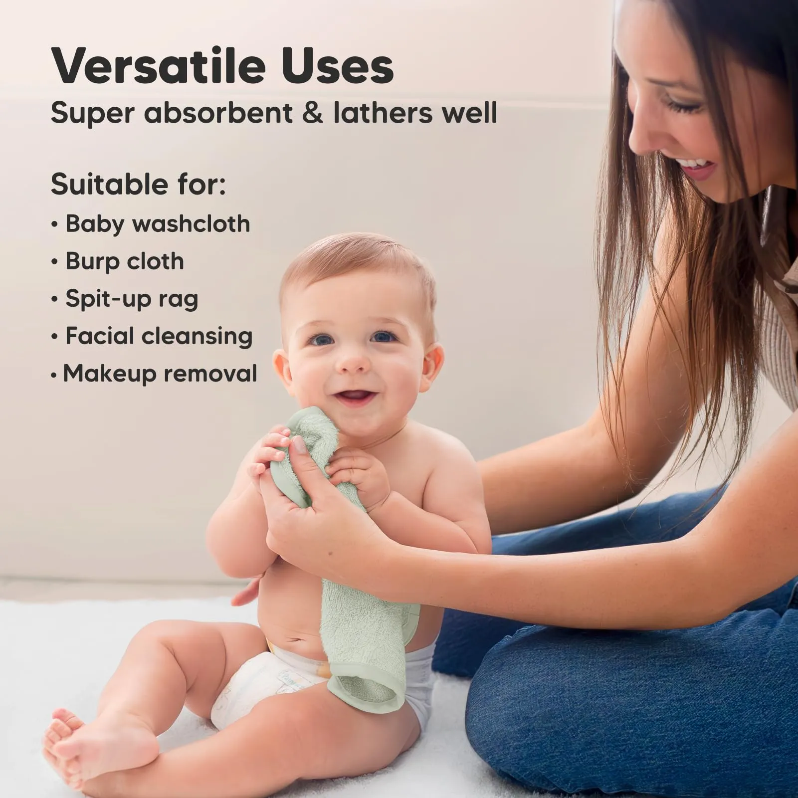 KeaBabies: Baby Washcloths, Soft Viscose, Bamboo Deluxe