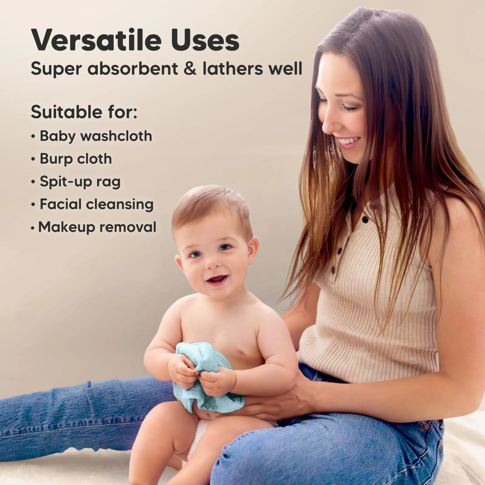 KeaBabies: Baby Washcloths, Soft Viscose, Bamboo Deluxe