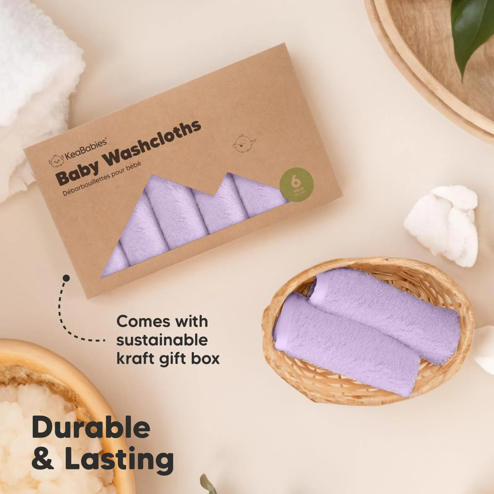 KeaBabies: Baby Washcloths, Soft Viscose, Bamboo Deluxe