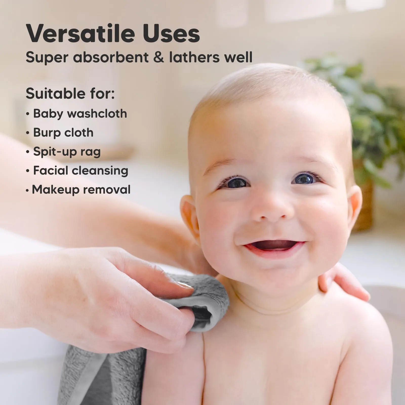 KeaBabies: Baby Washcloths, Soft Viscose, Bamboo Deluxe