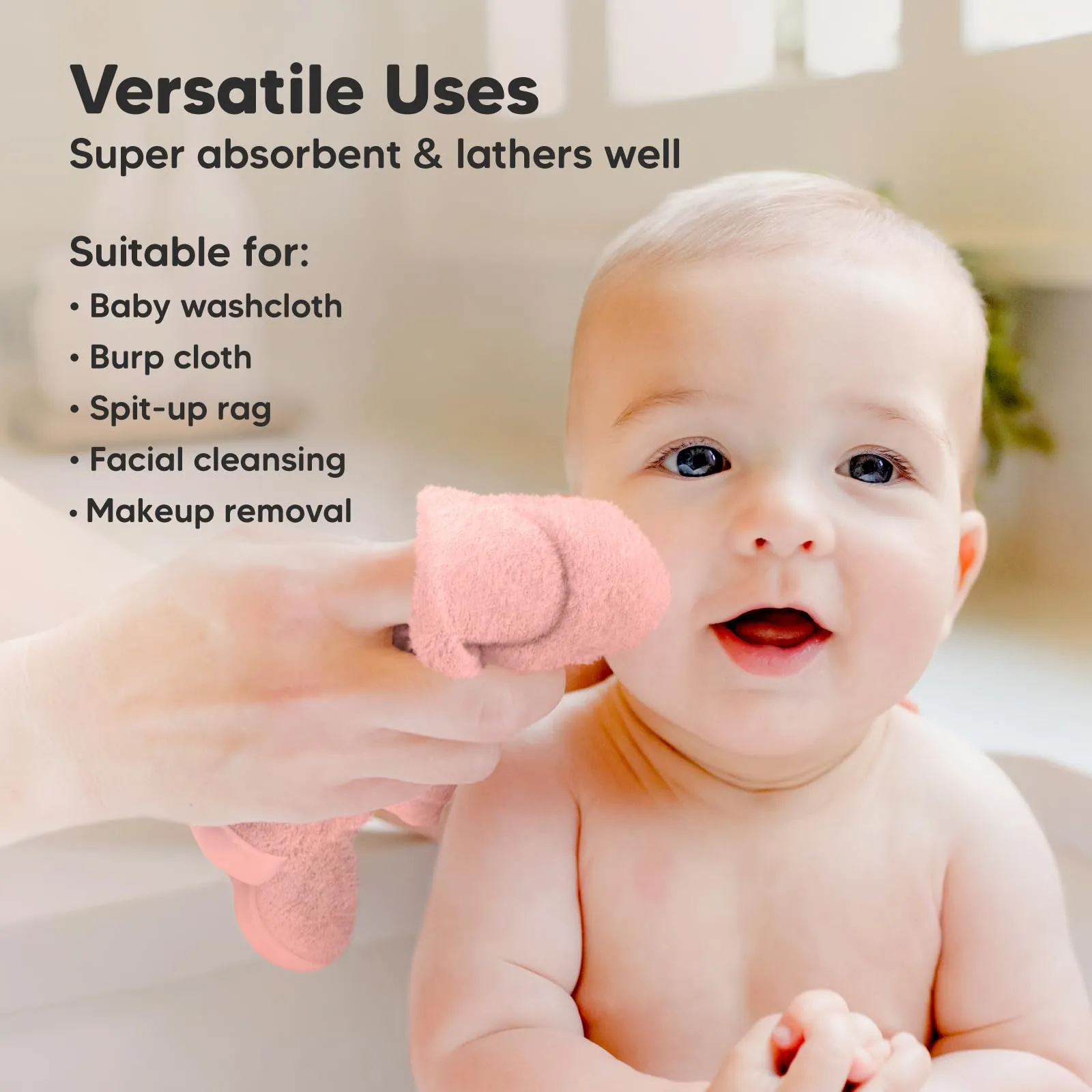 KeaBabies: Baby Washcloths, Soft Viscose, Bamboo Deluxe