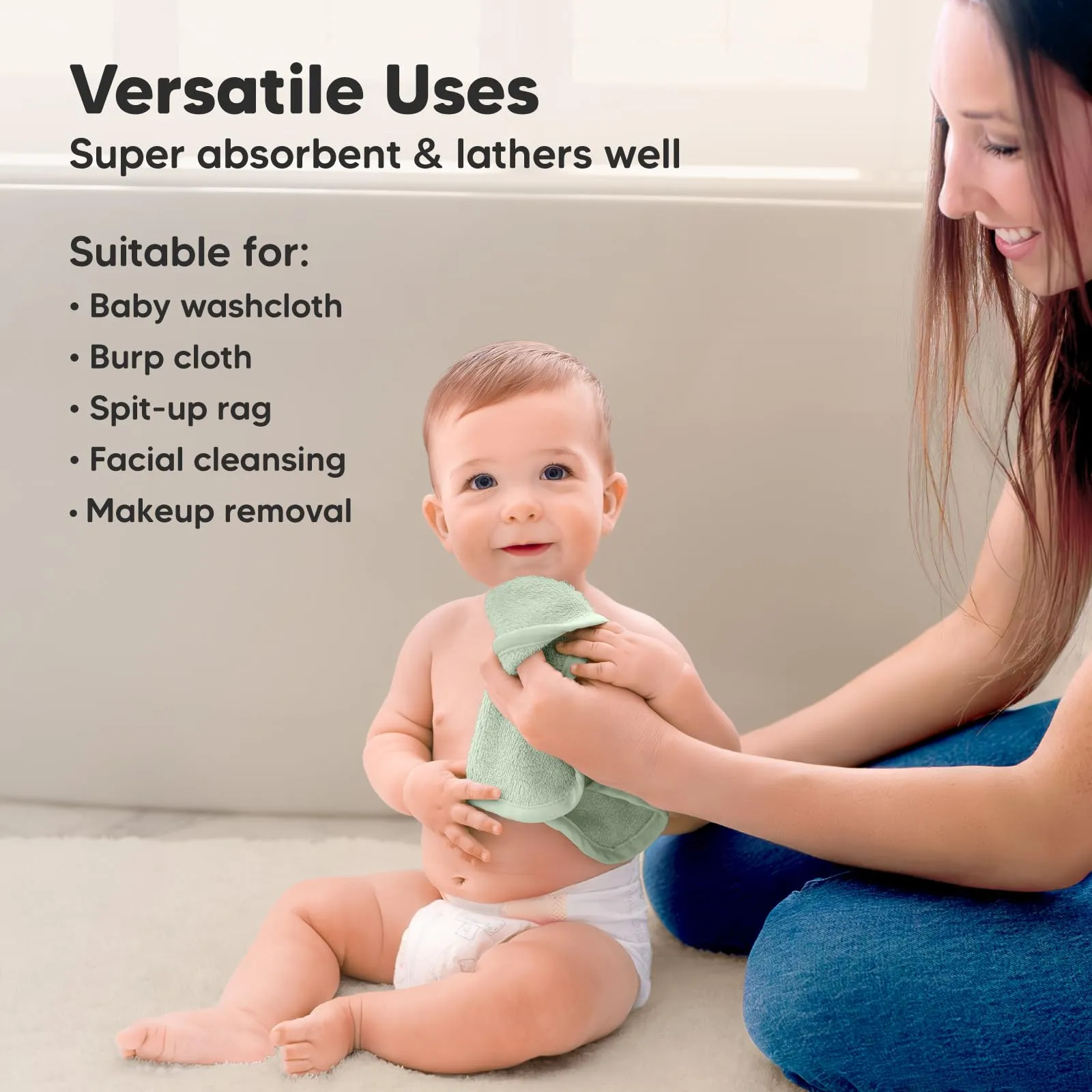 KeaBabies: Baby Washcloths, Soft Viscose, Bamboo Deluxe