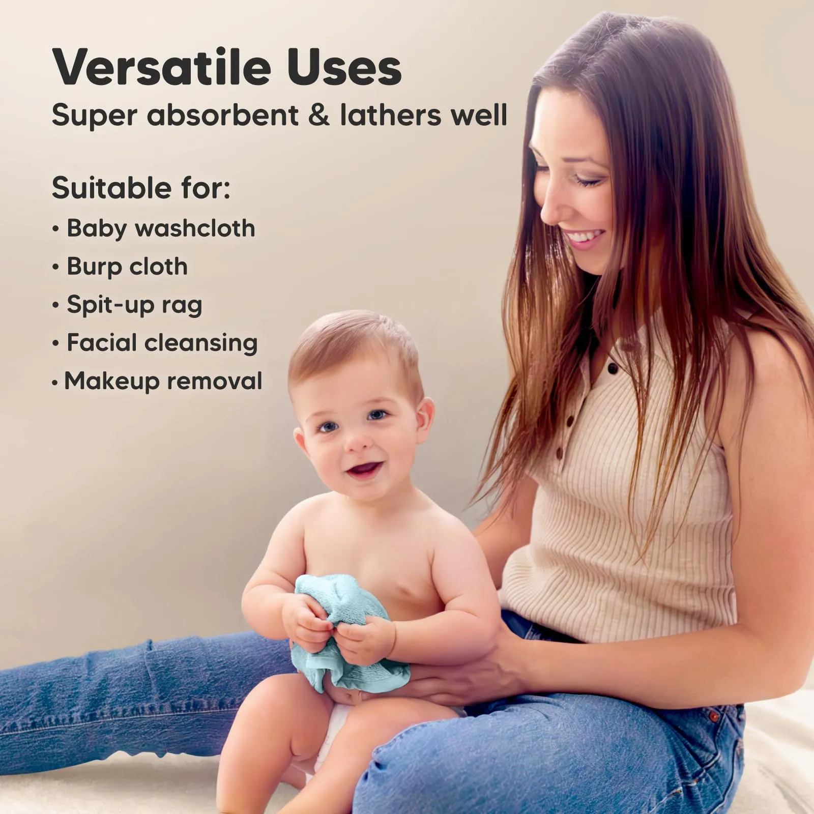 KeaBabies: Baby Washcloths, Soft Viscose, Bamboo Deluxe