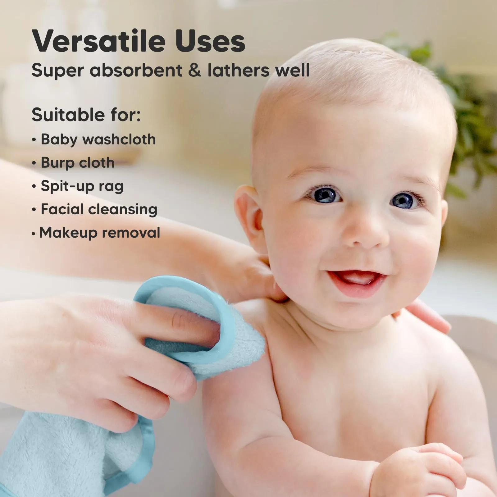 KeaBabies: Baby Washcloths, Soft Viscose, Bamboo Deluxe