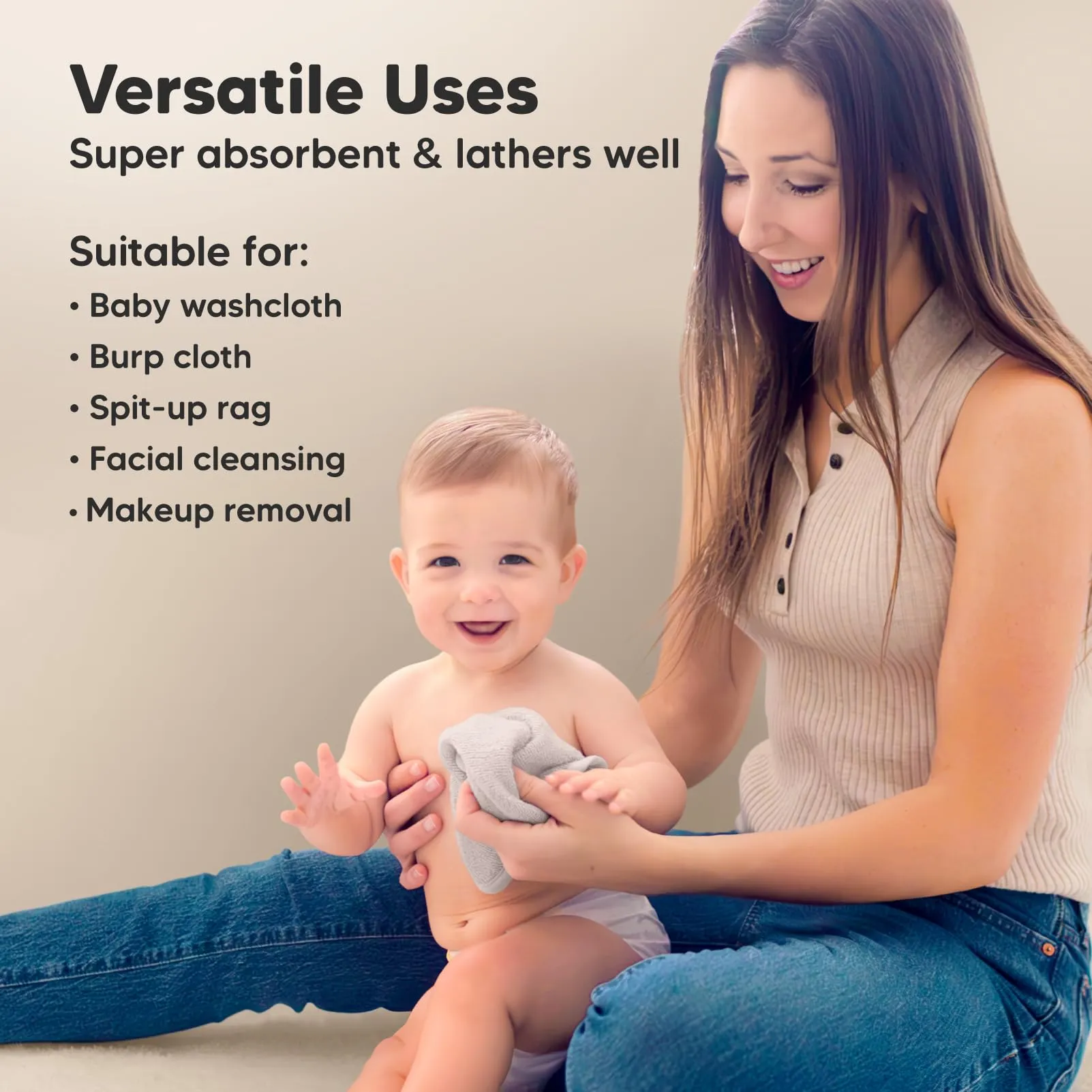 KeaBabies: Baby Washcloths, Soft Viscose, Bamboo Deluxe