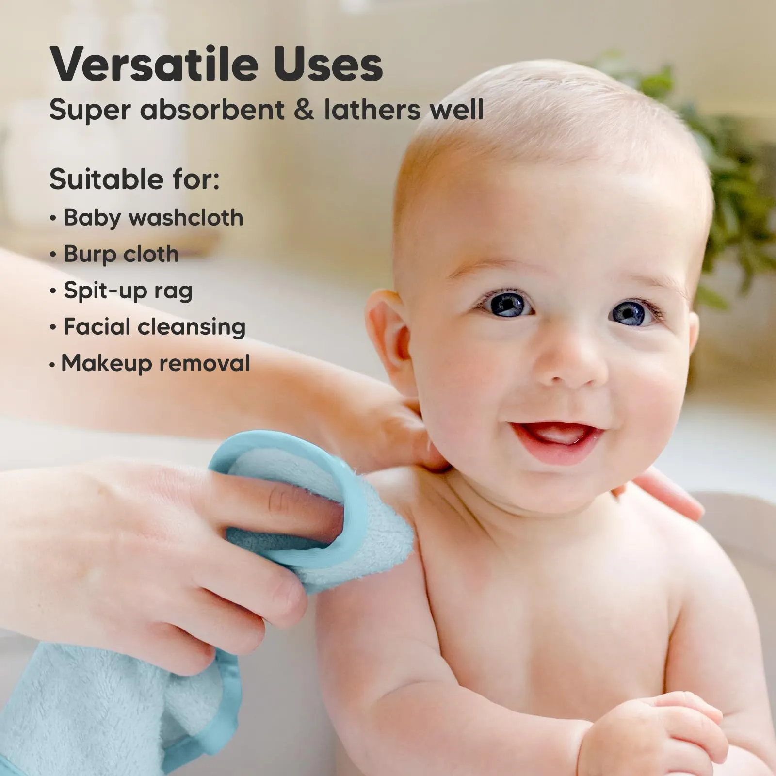 KeaBabies: Baby Washcloths, Soft Viscose, Bamboo Deluxe