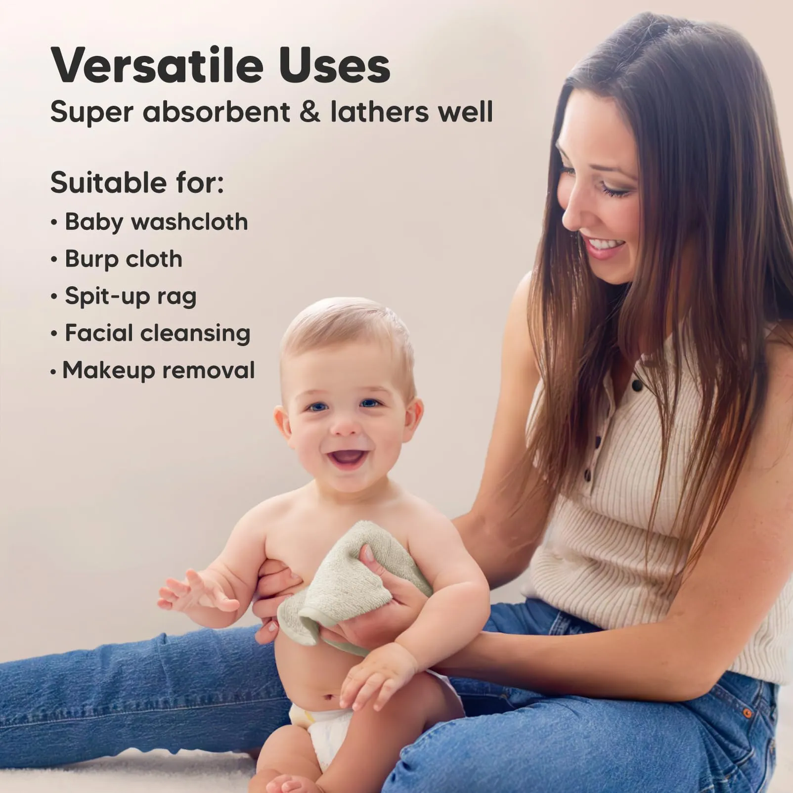 KeaBabies: Baby Washcloths, Soft Viscose, Bamboo Deluxe