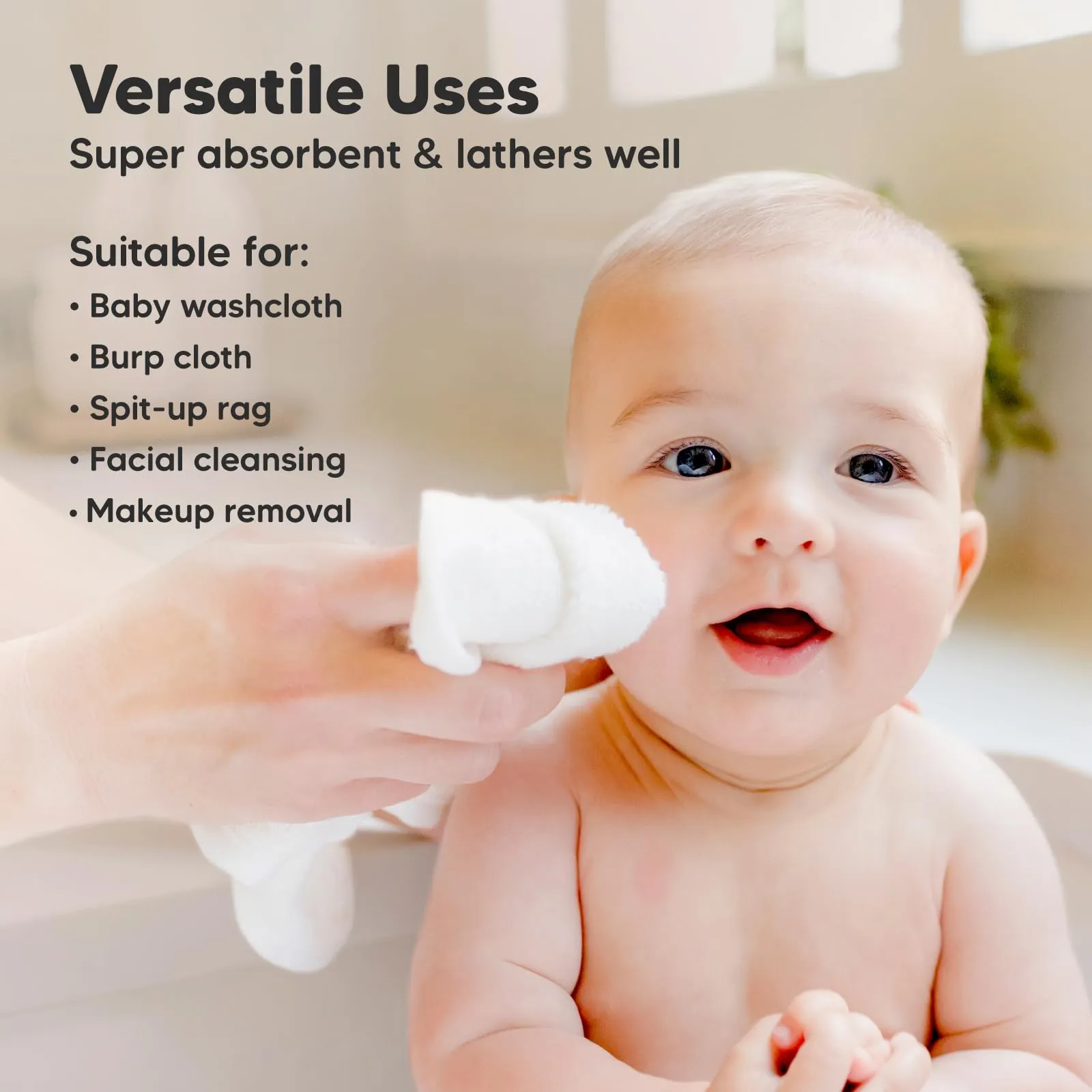 KeaBabies: Baby Washcloths, Soft Viscose, Bamboo Deluxe