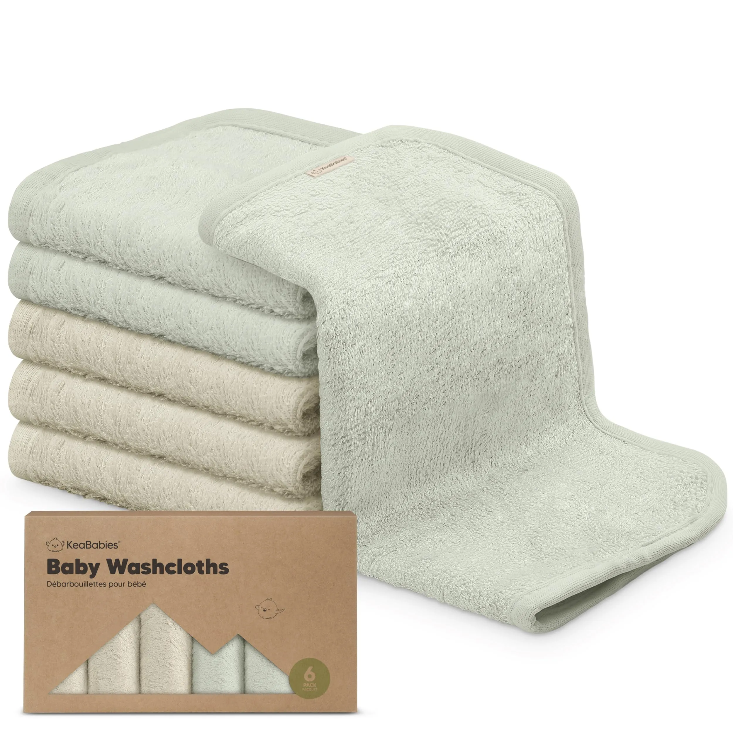 KeaBabies: Baby Washcloths, Soft Viscose, Bamboo Deluxe