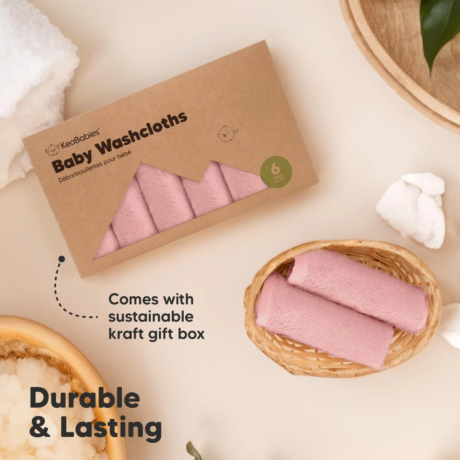 KeaBabies: Baby Washcloths, Soft Viscose, Bamboo Deluxe