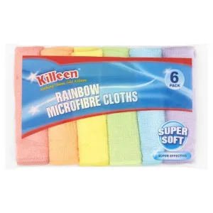 Killeen 6 pack rainbow super soft microfibre cloths
