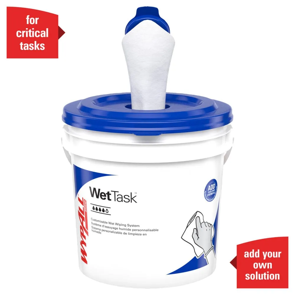 Kimberly Clark WypAll Critical Clean WetTask Wipers for Bleach, Disinfectants, Sanitizers, Center Pull Roll, and Free Bucket