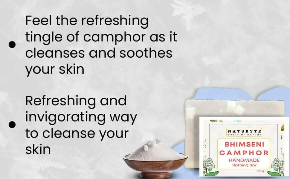 Natsbyte Bhimseni Camphor Soap | Camphor Bathing Bar | Handmade Soap for Freshness