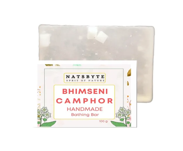 Natsbyte Bhimseni Camphor Soap | Camphor Bathing Bar | Handmade Soap for Freshness