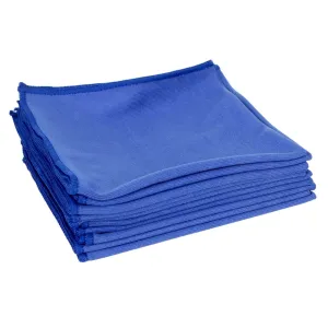 Pack of 10 Micro-Pro Microfibre Glass Cloths Windows Mirrors Blue Square 40cm