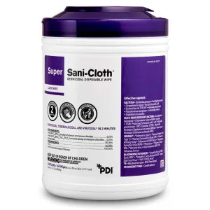 PDI Super Sani-Cloth Germicidal Disposable Wipes Large, 160 wipes per canister