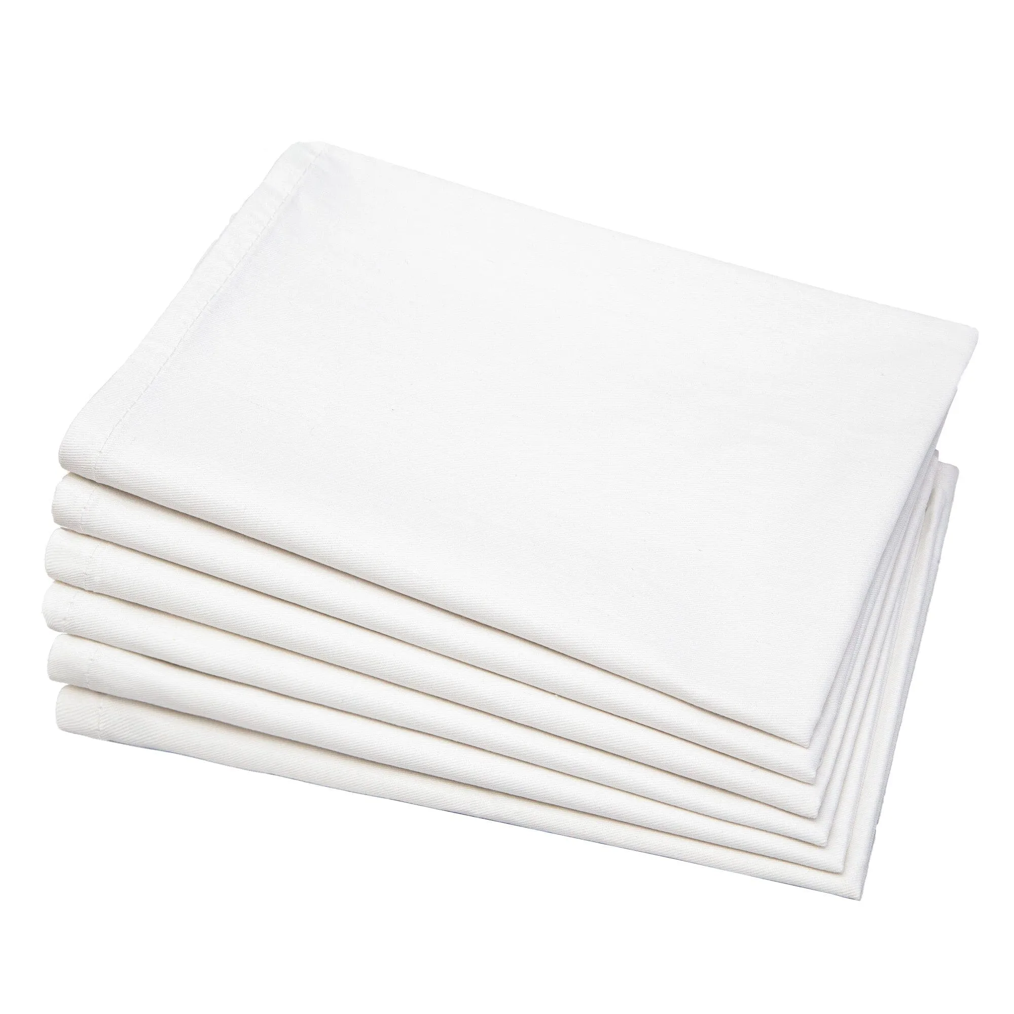 Plain Cotton White Tea Towels, Pack of Six (6)