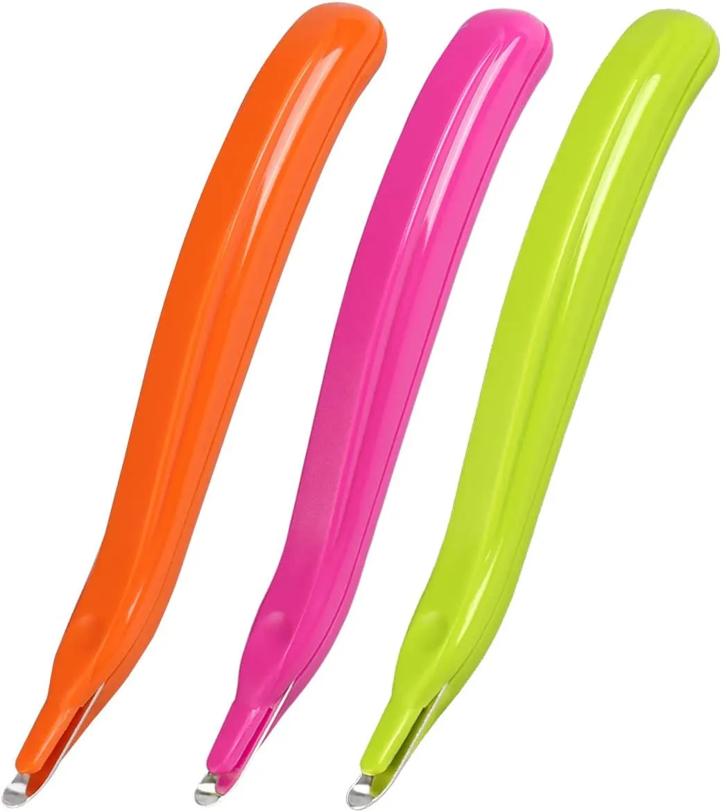 Professional Magnetic Staple Remover Puller Staple Puller Tool Staples Remover Staple Removal Tool for School Office Home (Orange, Rose, Green)