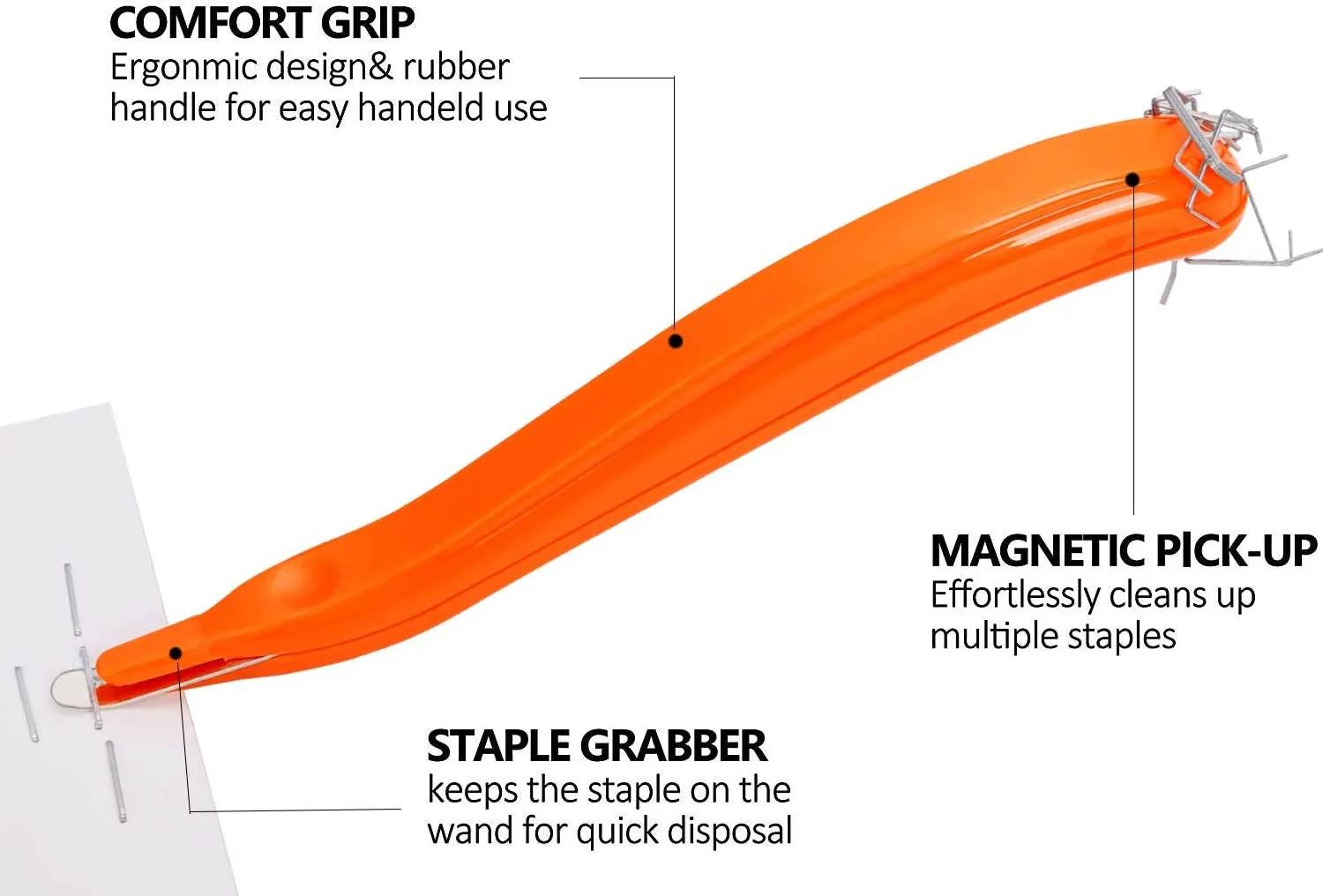 Professional Magnetic Staple Remover Puller Staple Puller Tool Staples Remover Staple Removal Tool for School Office Home (Orange, Rose, Green)