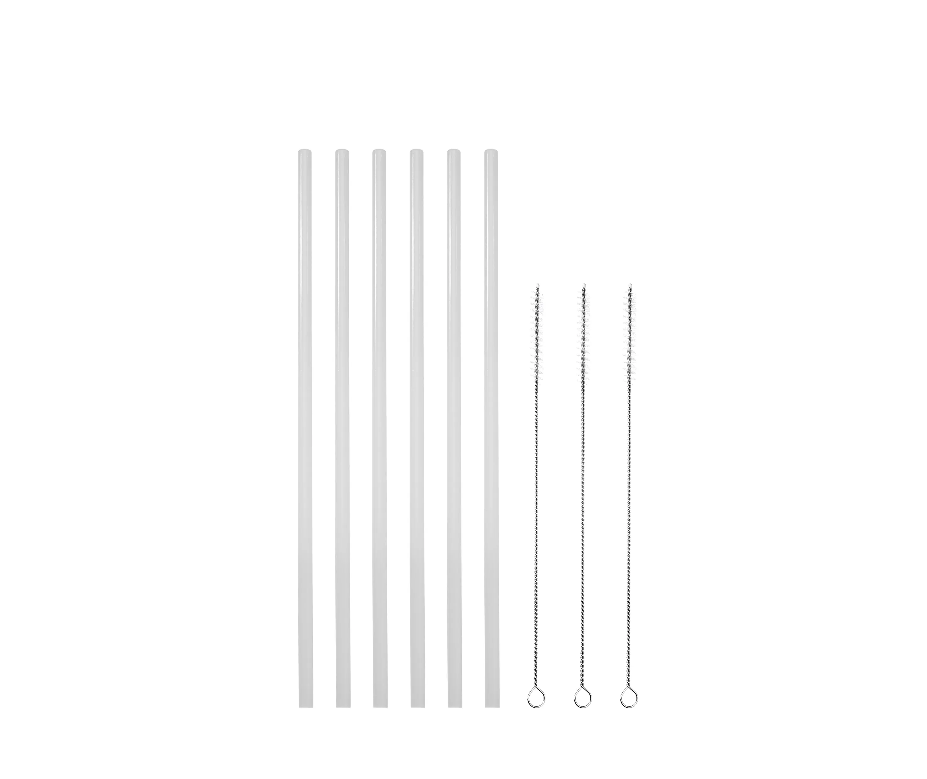 Replacement Straw Bundle - 6 Plastic Straws and 3 Cleaning Brushes