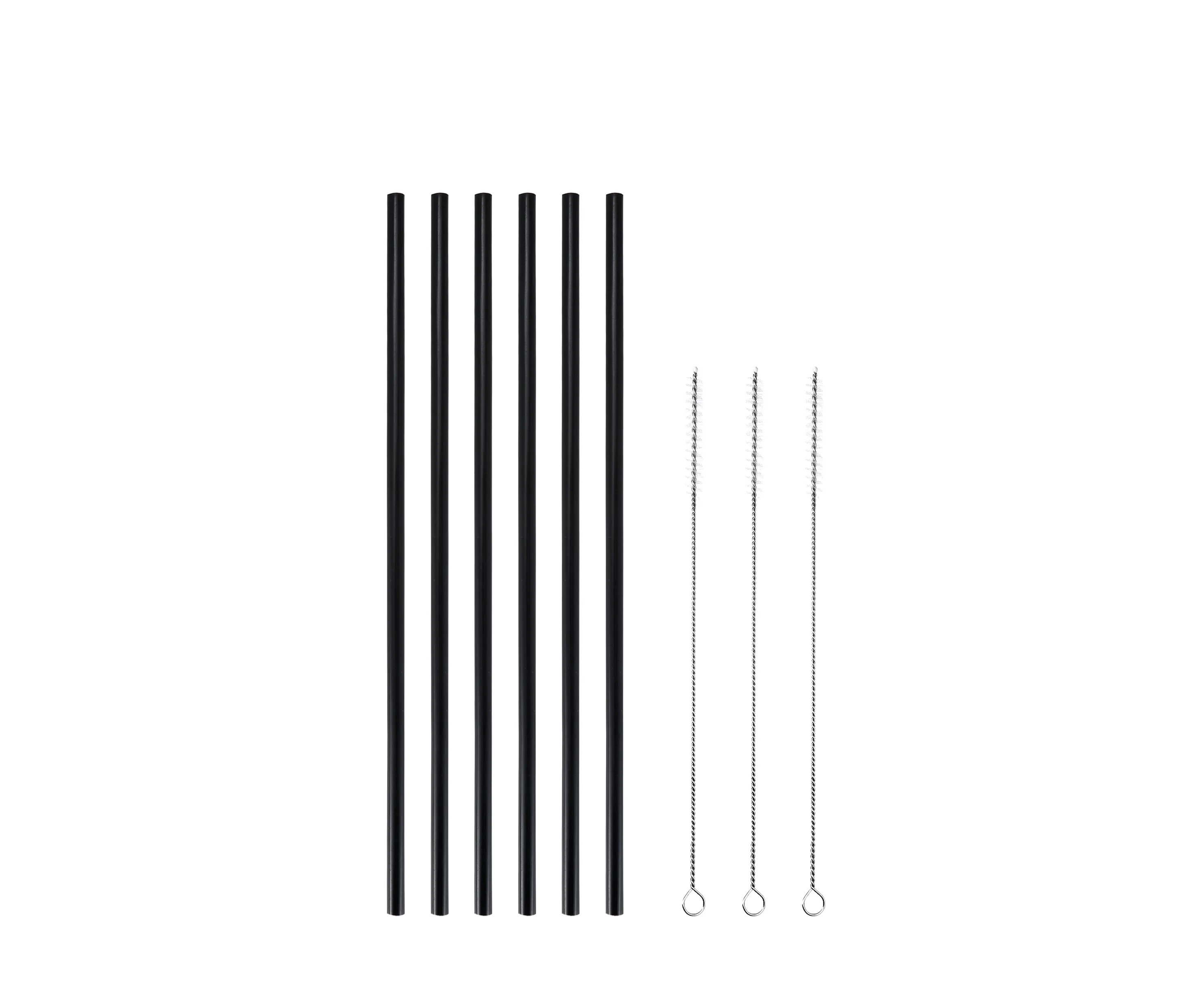 Replacement Straw Bundle - 6 Plastic Straws and 3 Cleaning Brushes