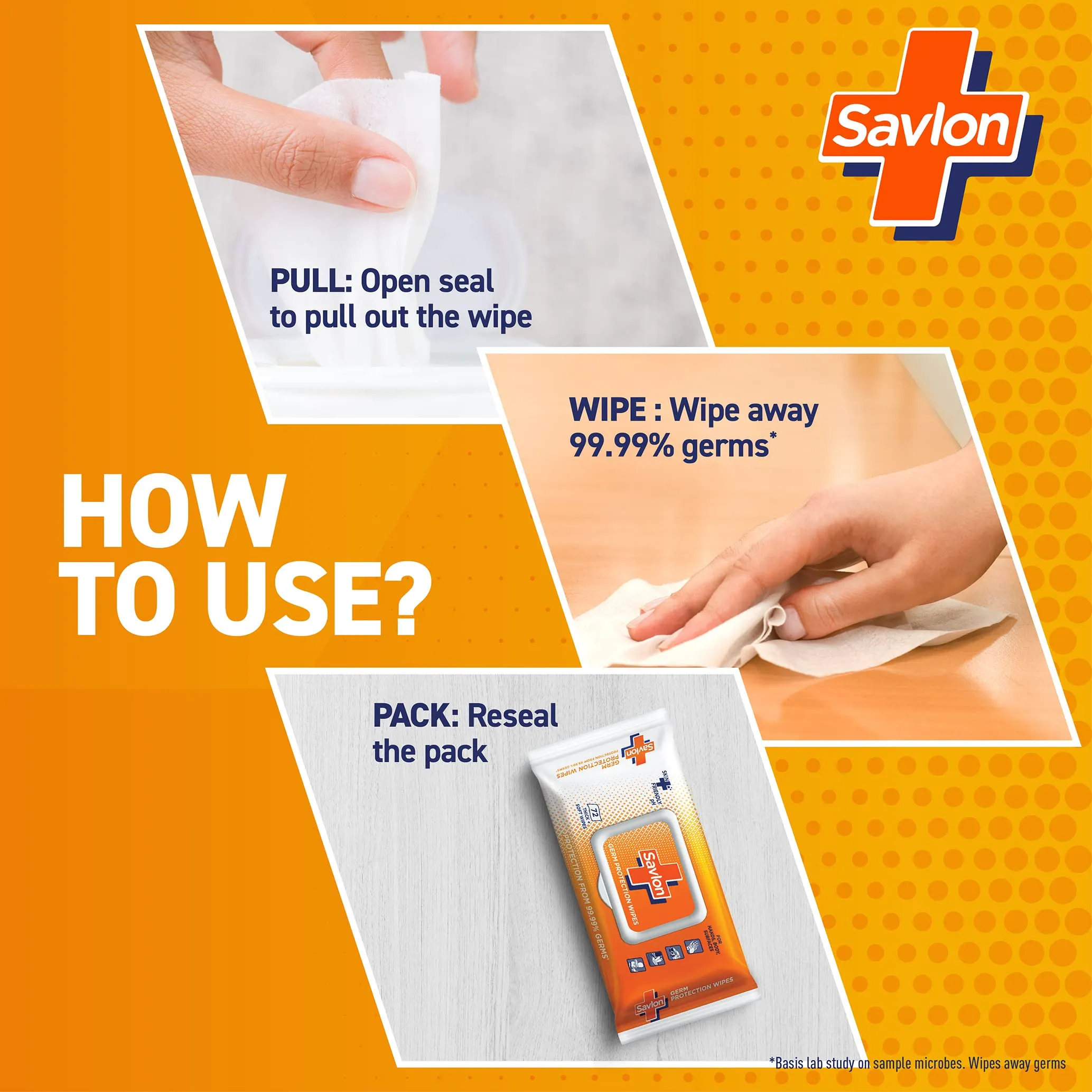 Savlon Germ Protection Multipurpose Thick & Soft Wet Wipes With Fliptop Lid - 72 Wipes Multi Purpose, Protection from 99.9% Germs