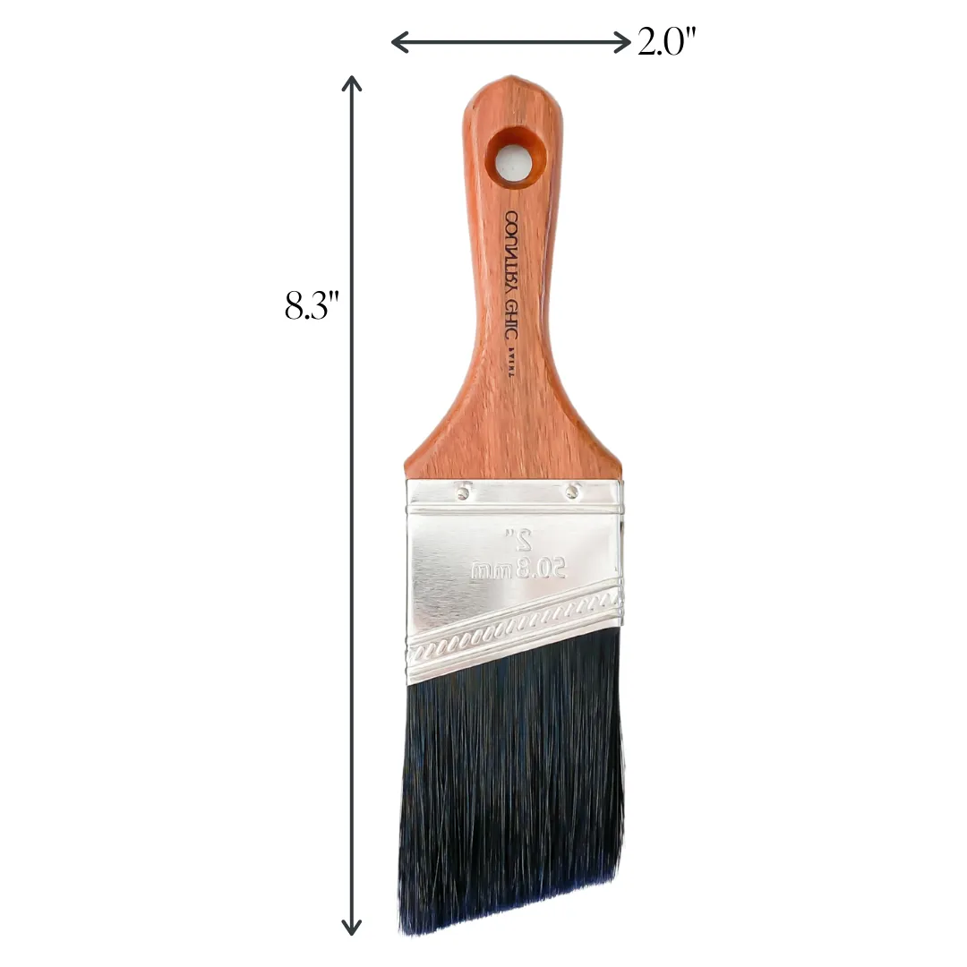 Short Handle Paint Brush - Chalk Style Synthetic Bristle Brush for Smooth Application with Water-Based Paint