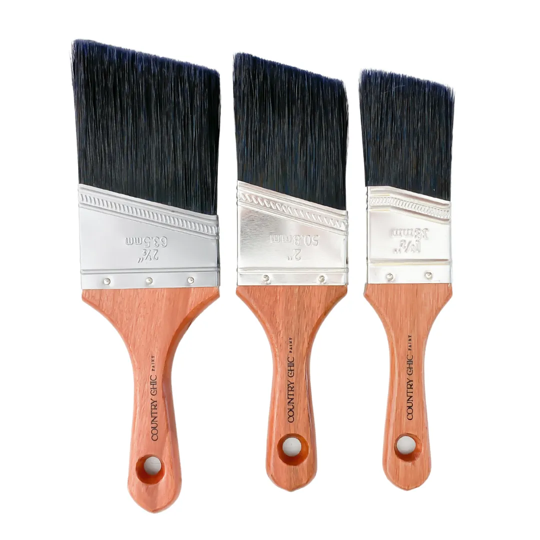 Short Handle Paint Brush - Chalk Style Synthetic Bristle Brush for Smooth Application with Water-Based Paint