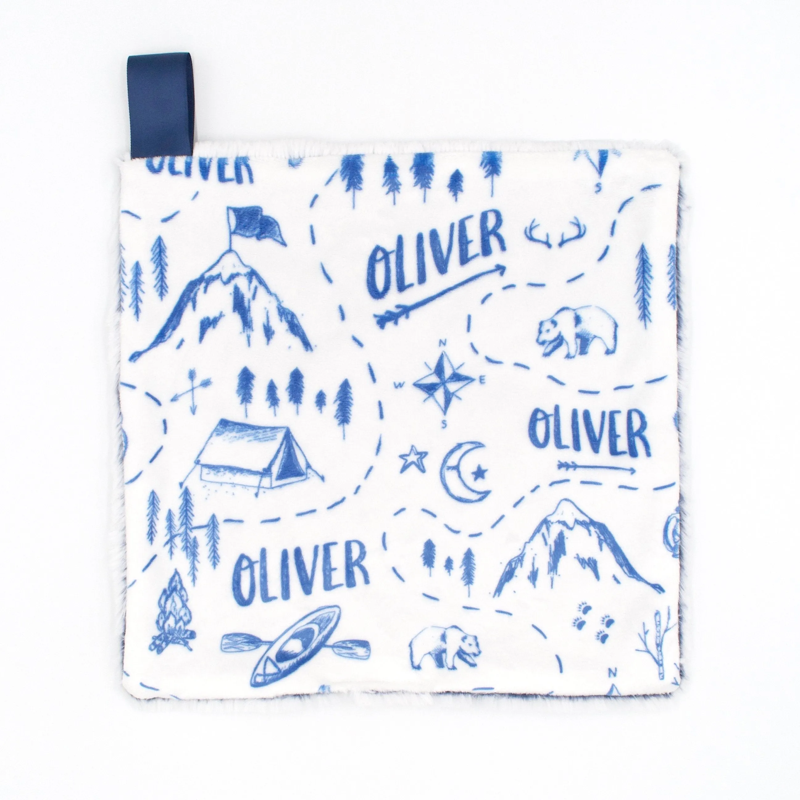Sugar   Maple Blue Adventure Map Minky Lovey Personalized