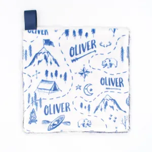 Sugar   Maple Blue Adventure Map Minky Lovey Personalized
