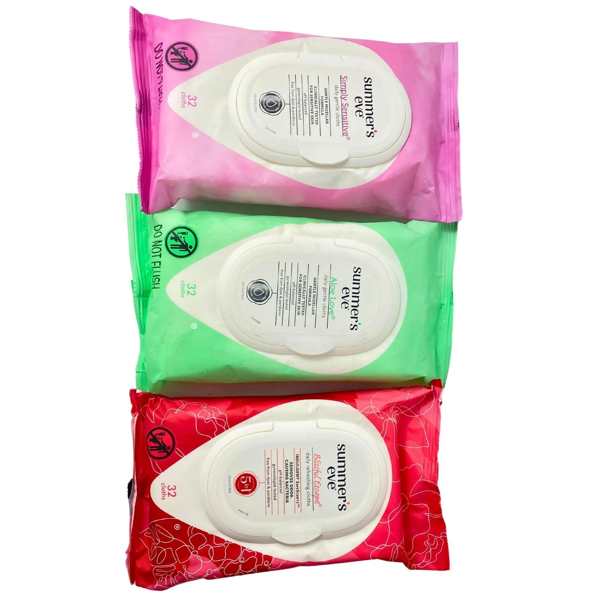 Summers Eve Daily Gentle Cloths Assorted Mix (45 Pcs Lot)