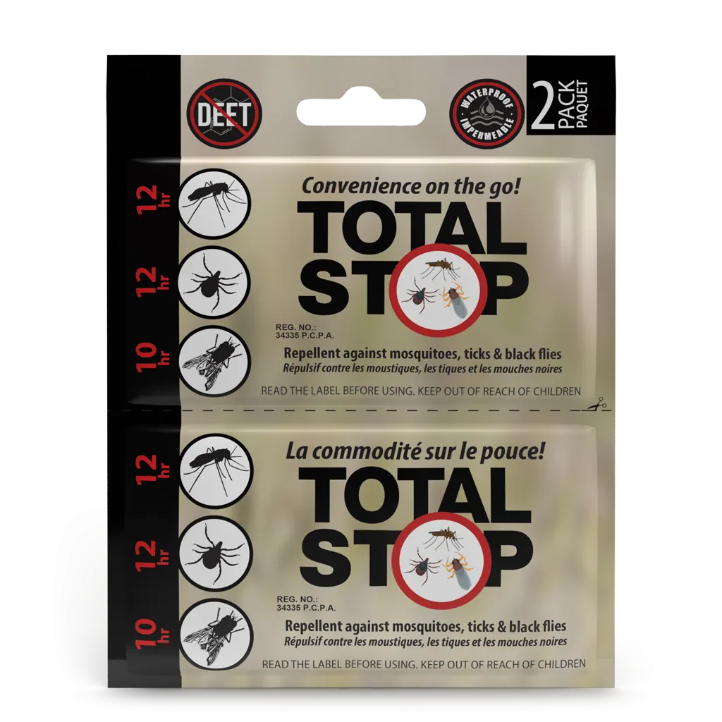 TotalSTOP Deet-Free Insect Repellent Wipes - 2 pack