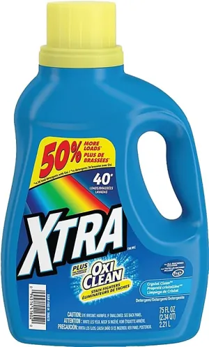 Xtra 41602 Laundry Detergent, 75 oz, Bottle, Liquid, Clean Crystal :EA: QUANTITY: 1